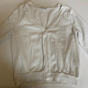 CLOUD CHASER WHITE BUTTON-UP CARDIGAN